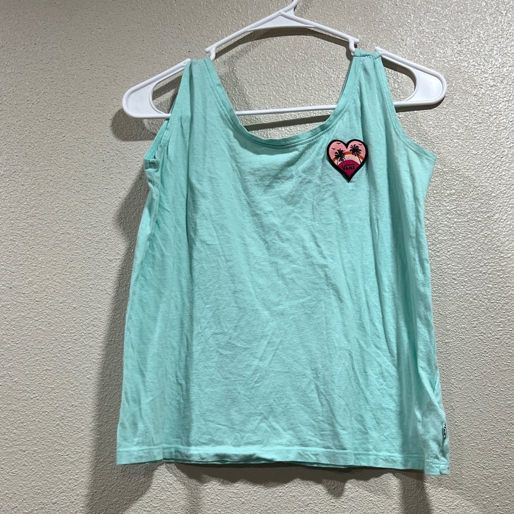 Women's Mint Green Tank Top with Heart Palm Patch
